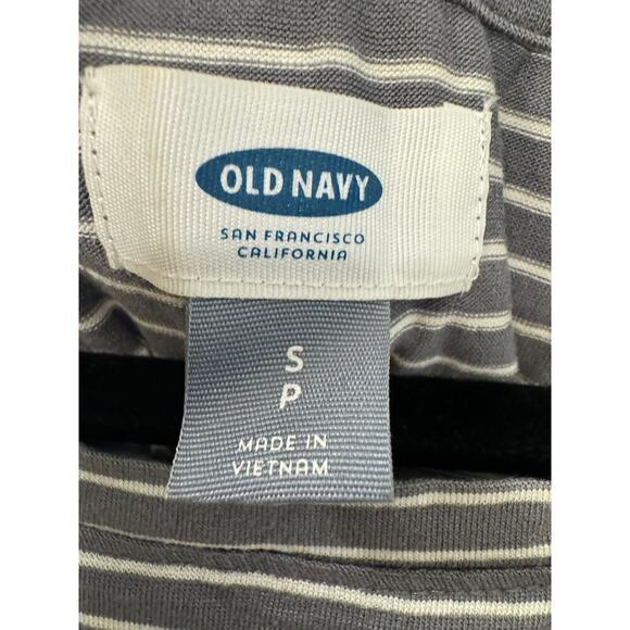 Old Navy Gray and White Striped Sleeveless Tank Open Vent Back Small - Picture 4 of 6